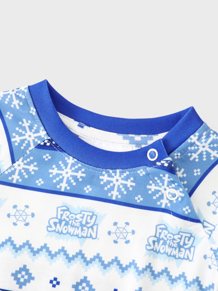 Frosty the Snowman Christmas Family Matching Pajamas Set with Christmas Socks Blue