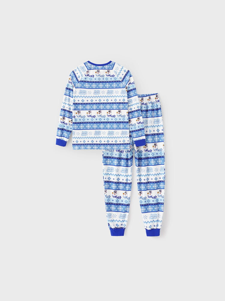Frosty the Snowman Christmas Family Matching Pajamas Set with Christmas Socks Blue