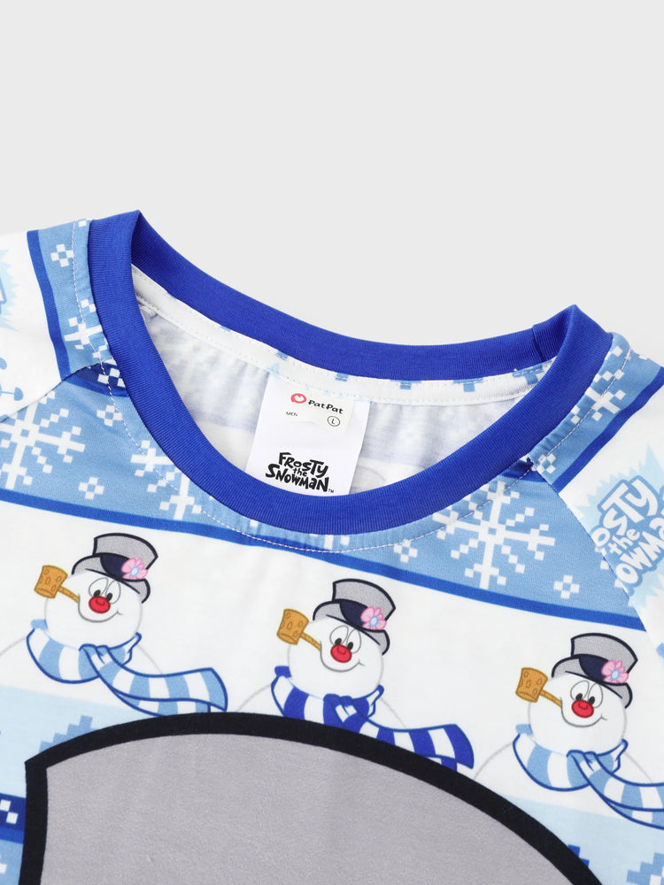 Frosty the Snowman Christmas Family Matching Pajamas Set with Christmas Socks Blue