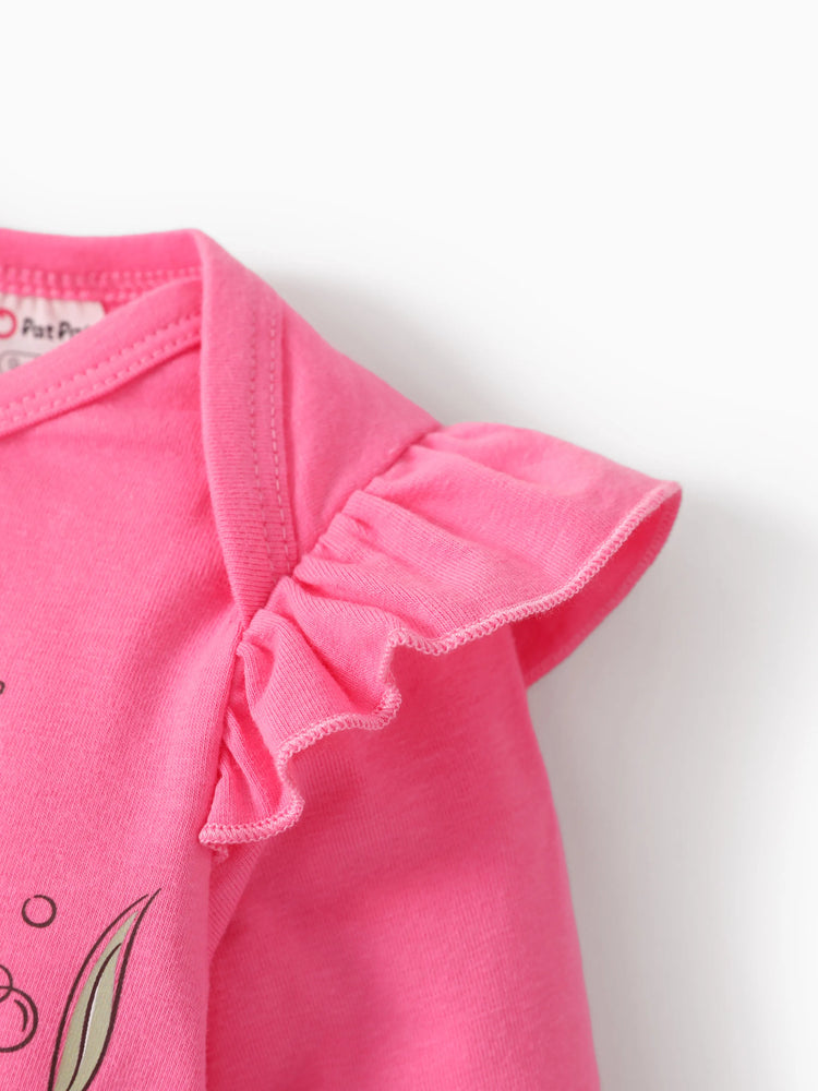 Disney Princess Baby Girl Ariel 3pcs Ruffle Romper and Pants with Headband Set Hot Pink