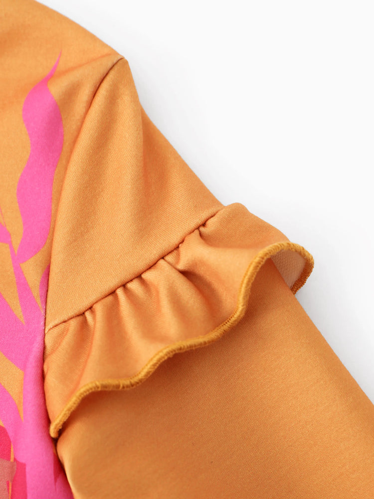 Ensemble 2 pièces sweat-shirt à volants et leggings pour petite fille Disney Princess Moana, orange