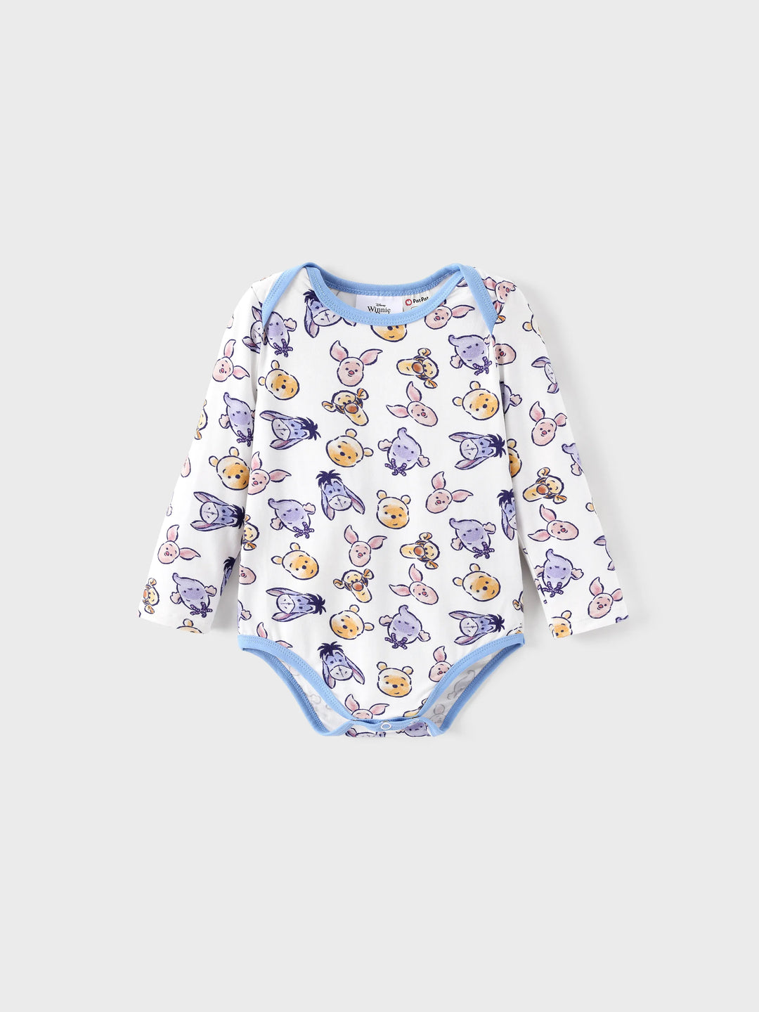 Disney Winnie the Pooh Baby Boy/Girl 2pcs Winnie/Piglet/Eeyore Allover Prints Snap Closure Bodysuit and Pants Sets White