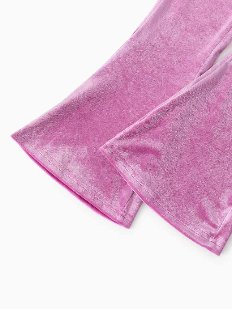 Disney Frozen Toddler/Kids Girl 2pc Elsa/Anna Velour Fabric Embroidery hooded Set Pink purple