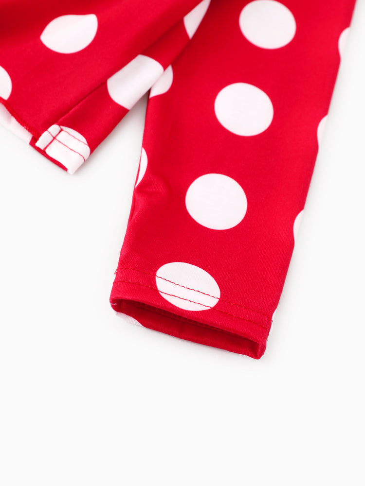 Disney Mickey and Friends Toddler/Kids Girl 2pcs Minnie Tie Longsleeves Top and Leopard Print Flared Pants Set Red