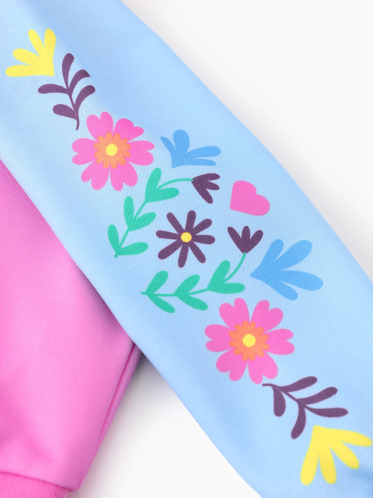 Dora Toddler Girl Knitted Fabric Colorblock Bomber Jacket Hot Pink