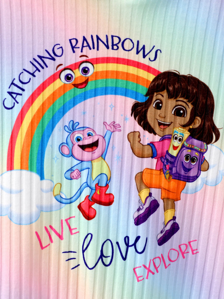 Sudadera con capucha arcoíris multicolor para niña pequeña Dora