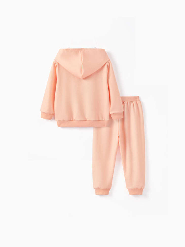 Toy Story Toddler Girl Jessie 2pcs Ribbed Cuffs Hooded Sweatshirt and Sweatpants Set incarnadinepink