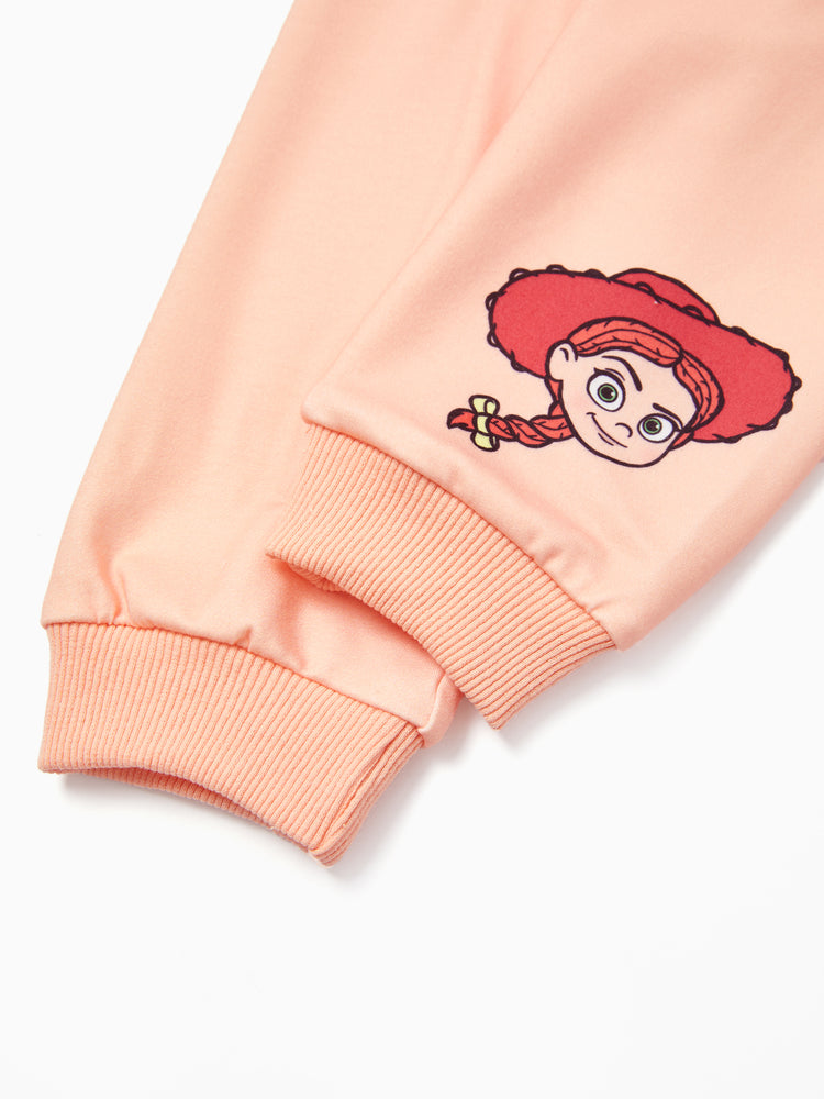 Toy Story Toddler Girl Jessie 2pcs Ribbed Cuffs Hooded Sweatshirt and Sweatpants Set incarnadinepink