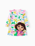 Dora Toddler Girl Ruffle Floral Pajama Dress (Flame Resistant) Multi-color