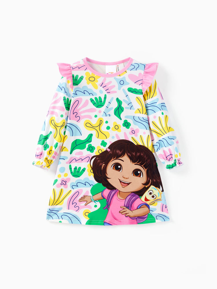Dora Toddler Girl Ruffle Floral Pajama Dress (Flame Resistant) Multi-color