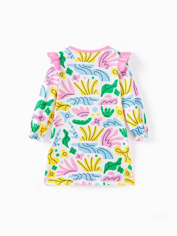 Dora Toddler Girl Ruffle Floral Pajama Dress (Flame Resistant) Multi-color