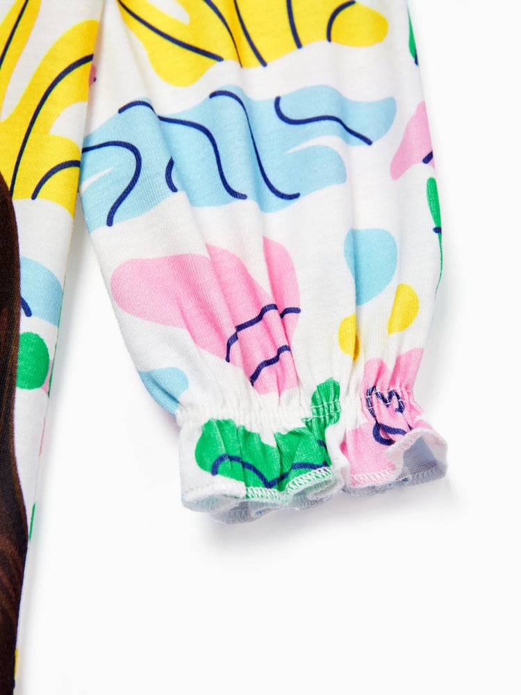 Dora Toddler Girl Ruffle Floral Pajama Dress (Flame Resistant) Multi-color