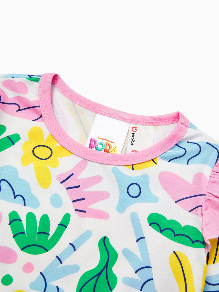 Dora Toddler Girl Ruffle Floral Pajama Dress (Flame Resistant) Multi-color