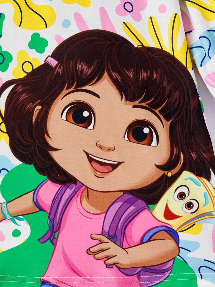 Dora Toddler Girl Ruffle Floral Pajama Dress (Flame Resistant) Multi-color