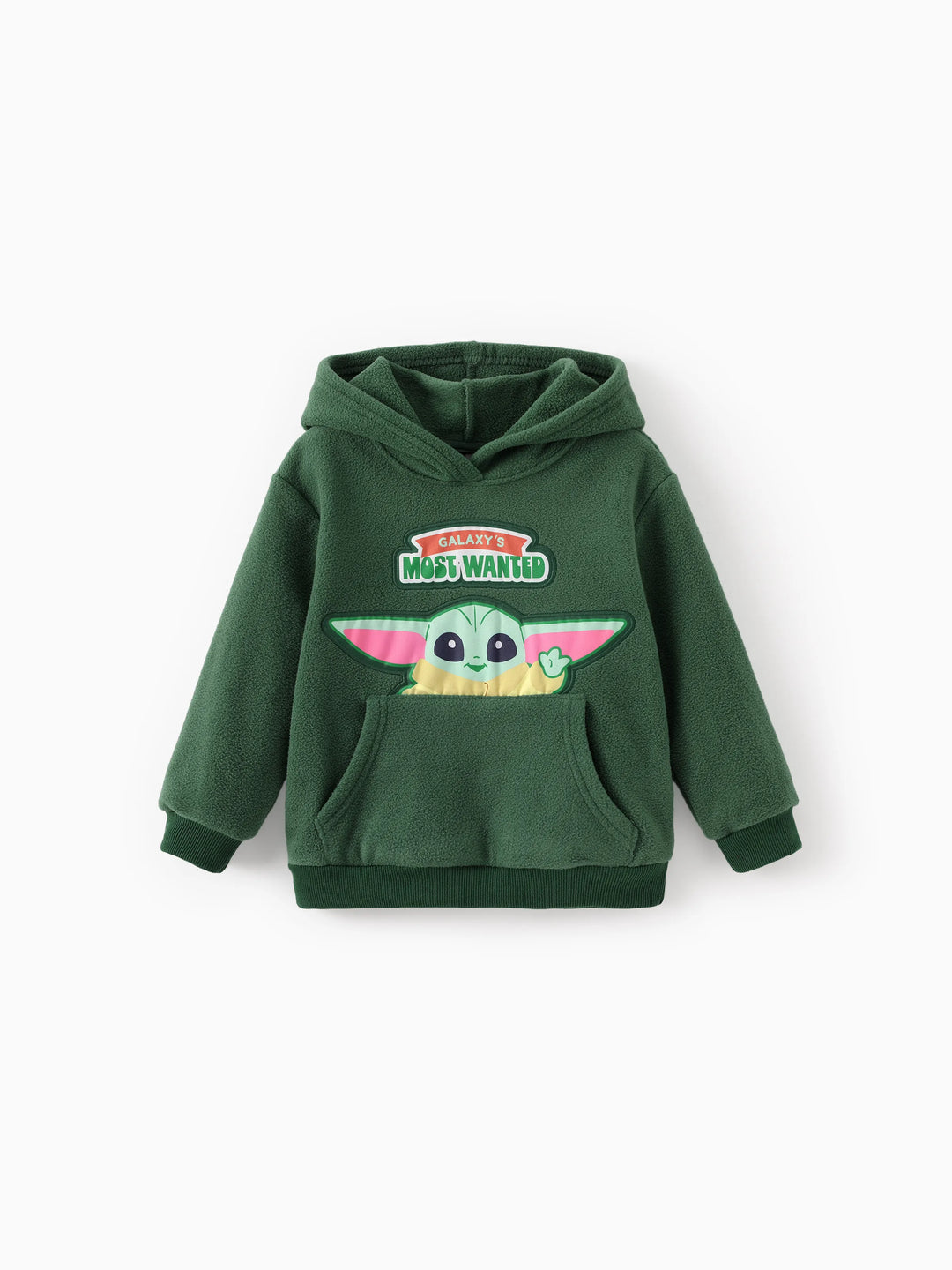 Sweat-shirt à capuche en polaire Star Wars pour tout-petit garçon Grogu, avec poches diagonales, vert foncé