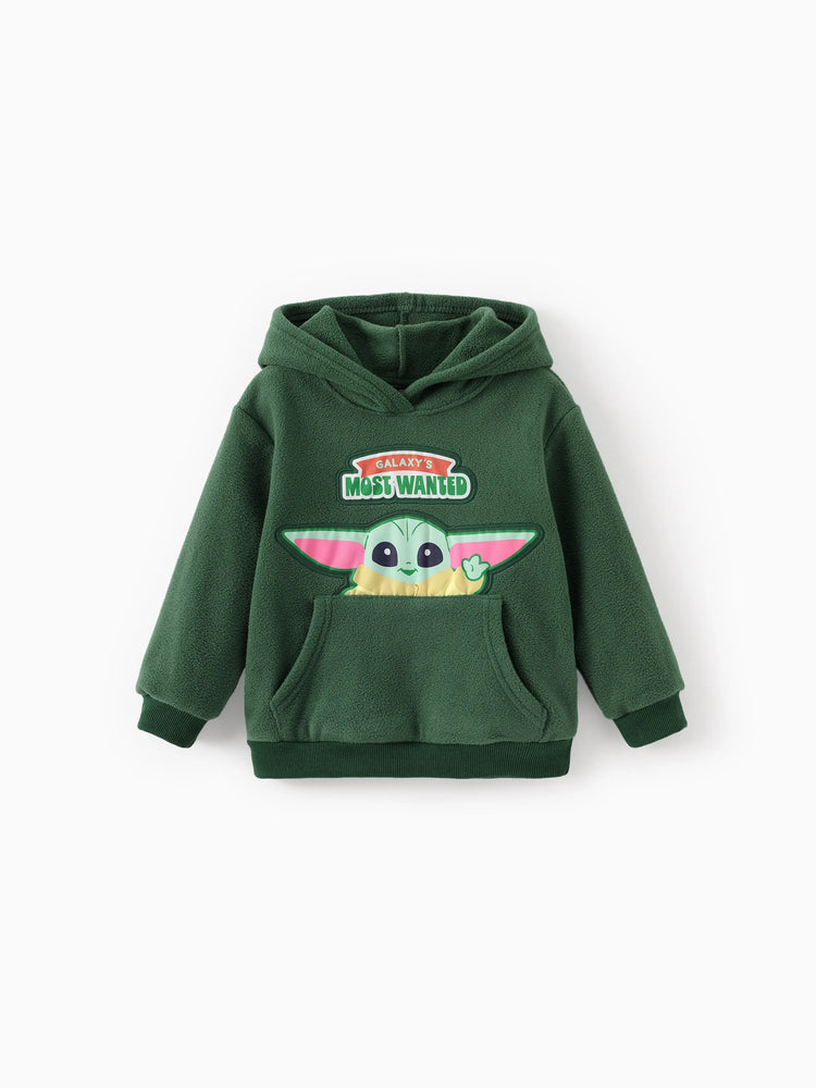 Sudadera con capucha y bolsillos diagonales de polar Grogu para niño pequeño de Star Wars, color verde oscuro