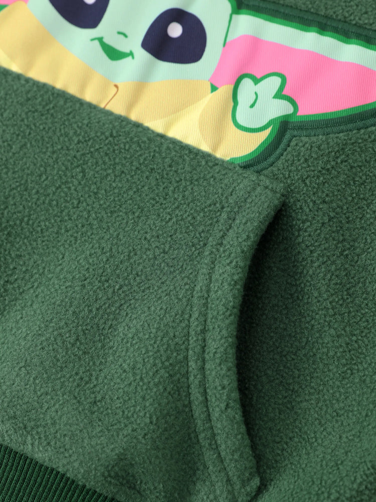 Sudadera con capucha y bolsillos diagonales de polar Grogu para niño pequeño de Star Wars, color verde oscuro