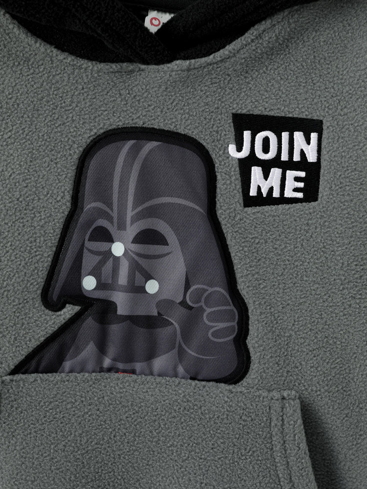 Sudadera con capucha y bolsillo diagonal de polar Darth Vader para niño pequeño de Star Wars, color gris