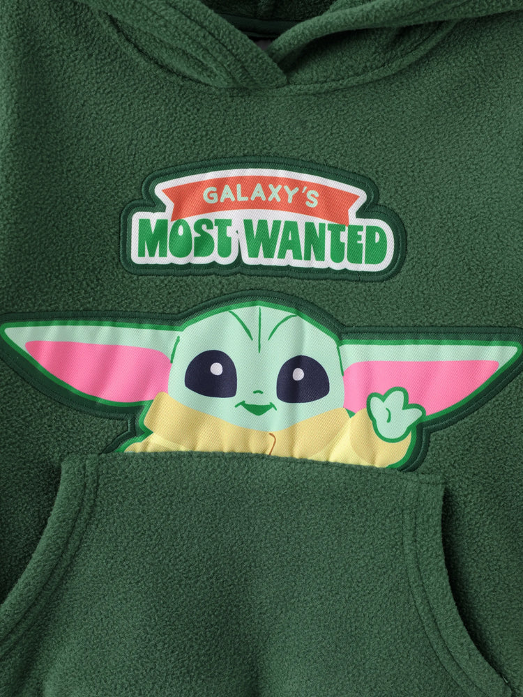 Sudadera con capucha y bolsillos diagonales de polar Grogu para niño pequeño de Star Wars, color verde oscuro