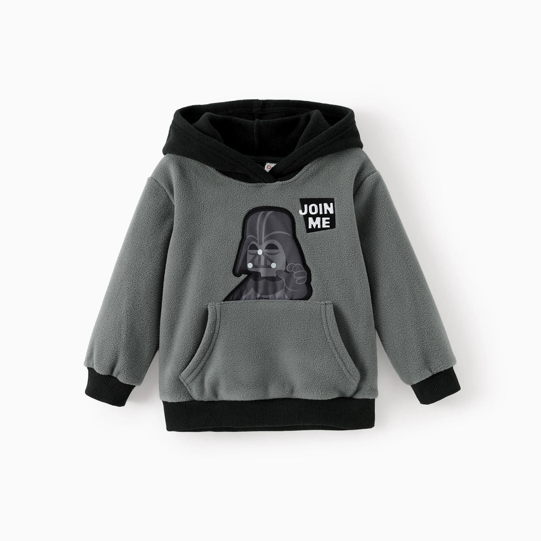 Star Wars Toddler Boy Darth Vader Polar fleece Diagonal-Pocket Hooded Sweatshirt Grey