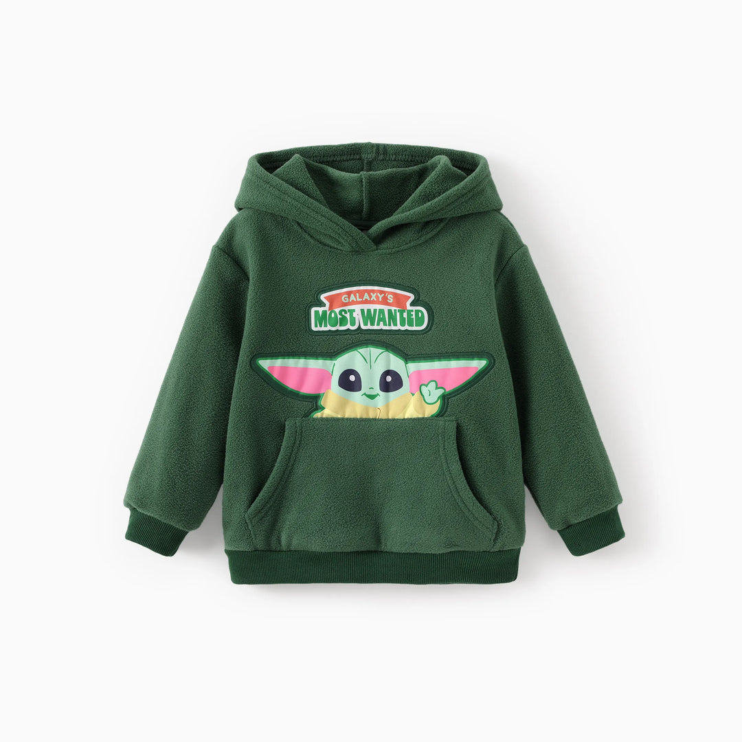 Sweat-shirt à capuche en polaire Star Wars pour tout-petit garçon Grogu, avec poches diagonales, vert foncé