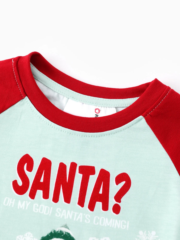 Ensemble pyjama familial assorti de Noël ELF en polaire motif flocon de neige avec chaussettes de Noël rouges