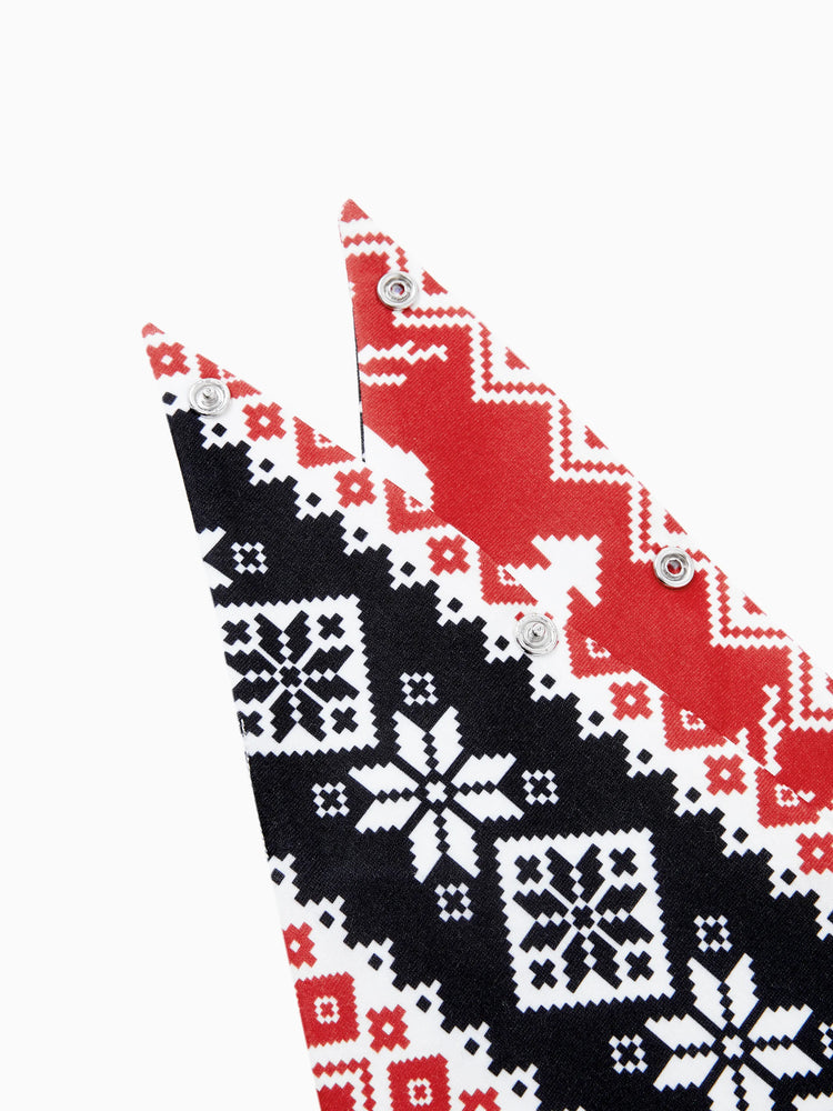 Christmas Matching Family Pajamas Set 3D Reindeer Hooded Allover Snowflake Print Onesie PJS with Christmas Socks red/black