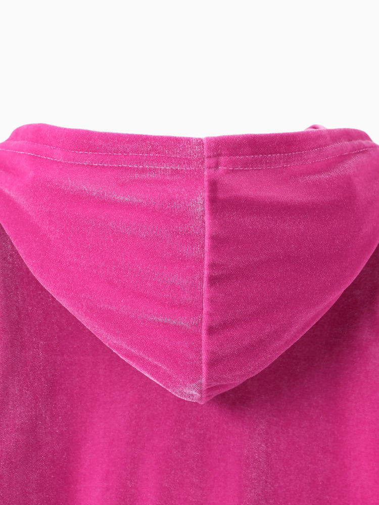 Disney Stitch Toddler/Kids Girl 2pcs Stitch Velvet Fabric Hooded Set Peach Pink