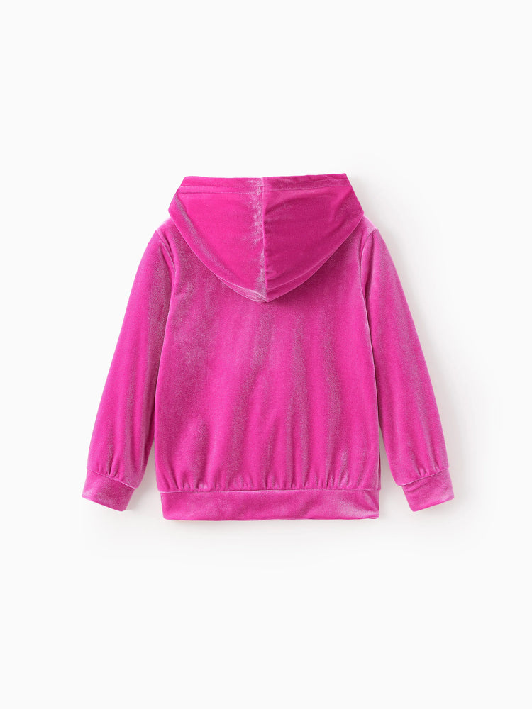 Disney Princess Toddler/Kids Girl 2pcs Belle&Rapunzel&Ariel Velvet Fabric Hooded Sets Peach Pink