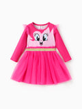 Robe à manches longues en tissu maille à volants Rainbow Dash pour petite fille My Little Pony, rose vif