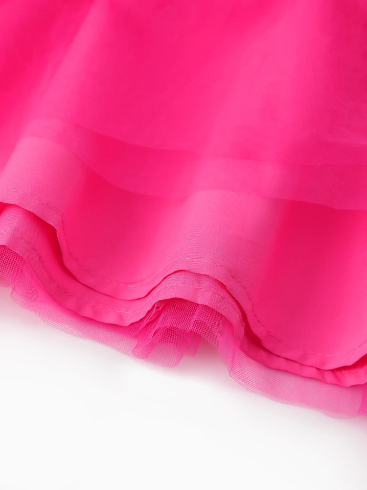 Robe à manches longues en tissu maille à volants Rainbow Dash pour petite fille My Little Pony, rose vif