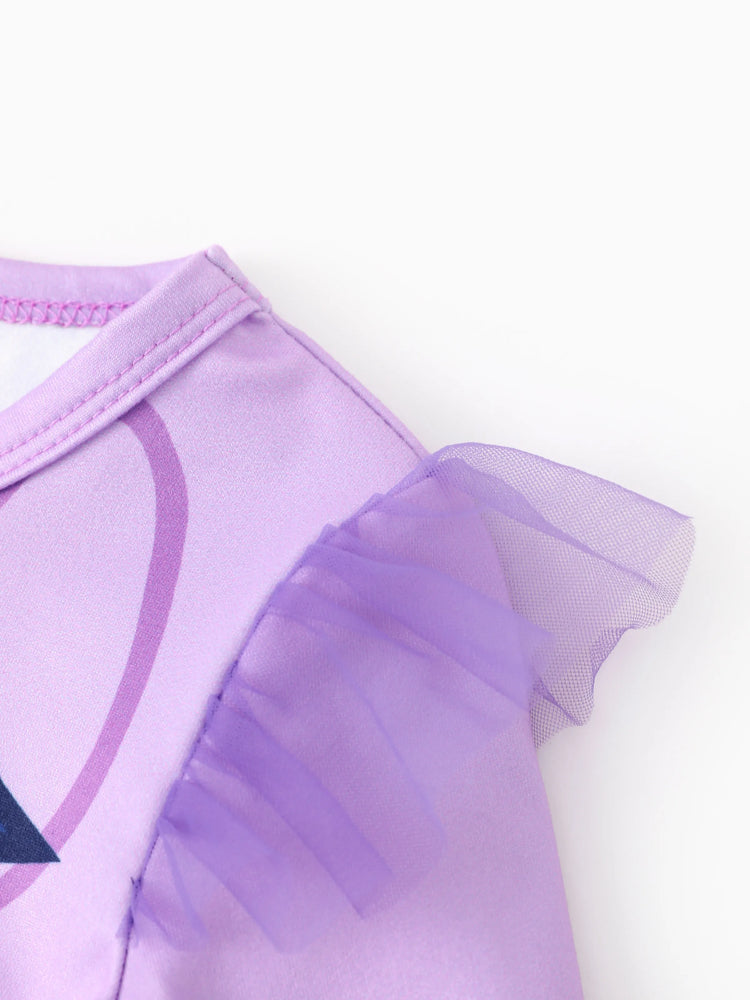 Robe à manches longues en tissu maille à volants Rainbow Dash pour petite fille My Little Pony, violet clair