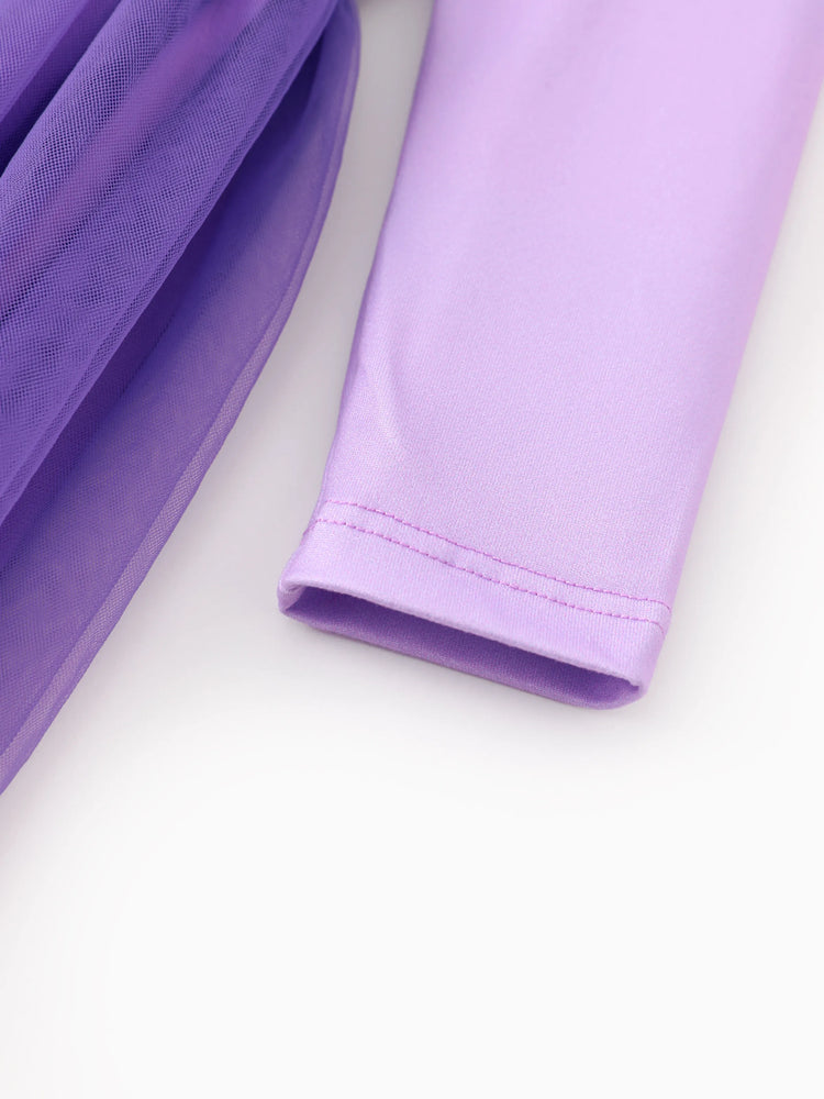 Robe à manches longues en tissu maille à volants Rainbow Dash pour petite fille My Little Pony, violet clair