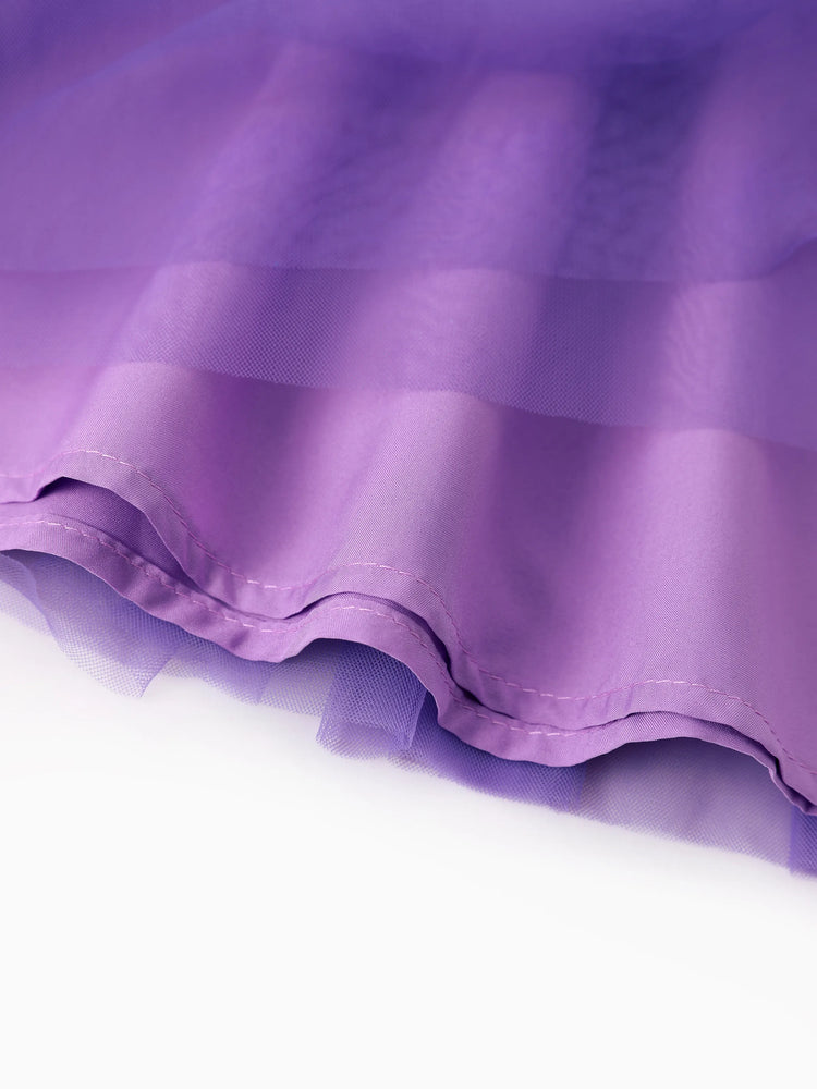 Robe à manches longues en tissu maille à volants Rainbow Dash pour petite fille My Little Pony, violet clair