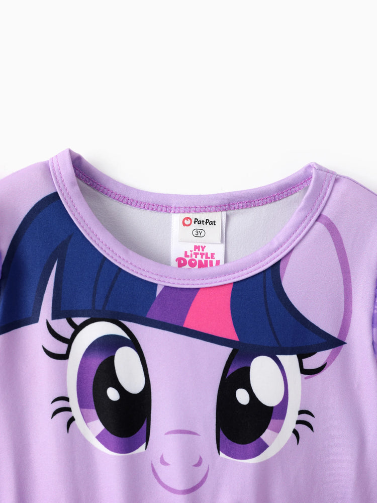 Robe à manches longues en tissu maille à volants Rainbow Dash pour petite fille My Little Pony, violet clair