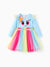 My Little Pony Toddler Girl Rainbow Dash Ruffle Mesh Fabric Long Sleeve Dress Light Blue