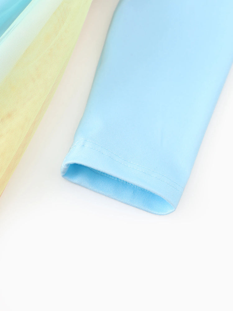 Robe à manches longues en tissu maille à volants Rainbow Dash pour petite fille My Little Pony, bleu clair