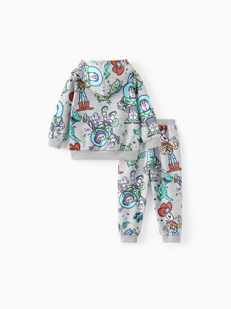 Toy Story Toddler Boy Buzz Lightyear/Woody 2pcs Ribbed Cuffs Hooded Sweatshirt and Sweatpants Set Grey