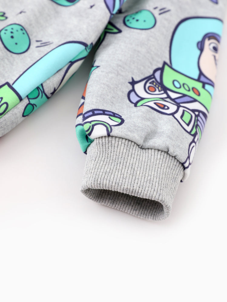 Toy Story Toddler Boy Buzz Lightyear/Woody 2pcs Ribbed Cuffs Hooded Sweatshirt and Sweatpants Set Grey