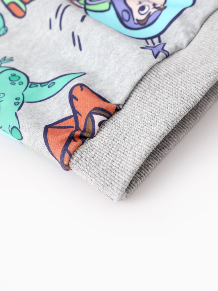 Toy Story Toddler Boy Buzz Lightyear/Woody 2pcs Ribbed Cuffs Hooded Sweatshirt and Sweatpants Set Grey