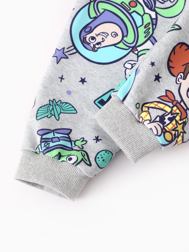 Toy Story Toddler Boy Buzz Lightyear/Woody 2pcs Ribbed Cuffs Hooded Sweatshirt and Sweatpants Set Grey