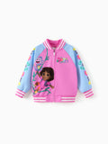 Dora Toddler Girl Knitted Fabric Colorblock Bomber Jacket Hot Pink