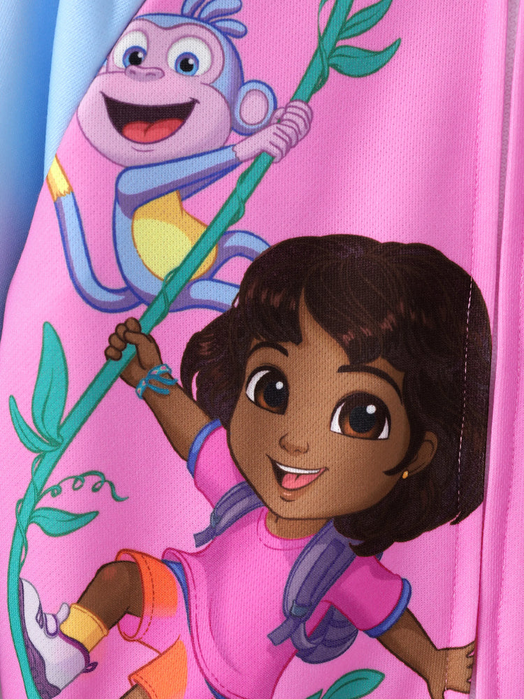 Dora Toddler Girl Knitted Fabric Colorblock Bomber Jacket Hot Pink