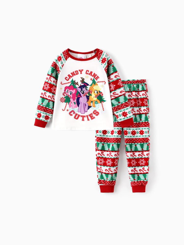 Ensemble pyjama polaire de Noël My Little Pony Maman et moi avec chaussettes de Noël Rouge