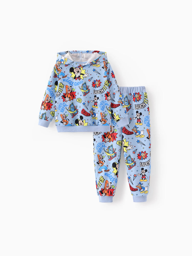 Conjunto de sudadera con capucha y pantalones de algodón de Mickey Mouse de Disney Mickey y sus amigos para niño pequeño, 2 piezas, azul claro