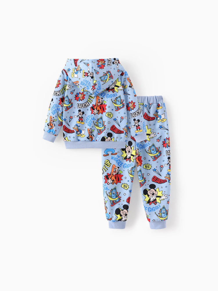 Conjunto de sudadera con capucha y pantalones de algodón de Mickey Mouse de Disney Mickey y sus amigos para niño pequeño, 2 piezas, azul claro