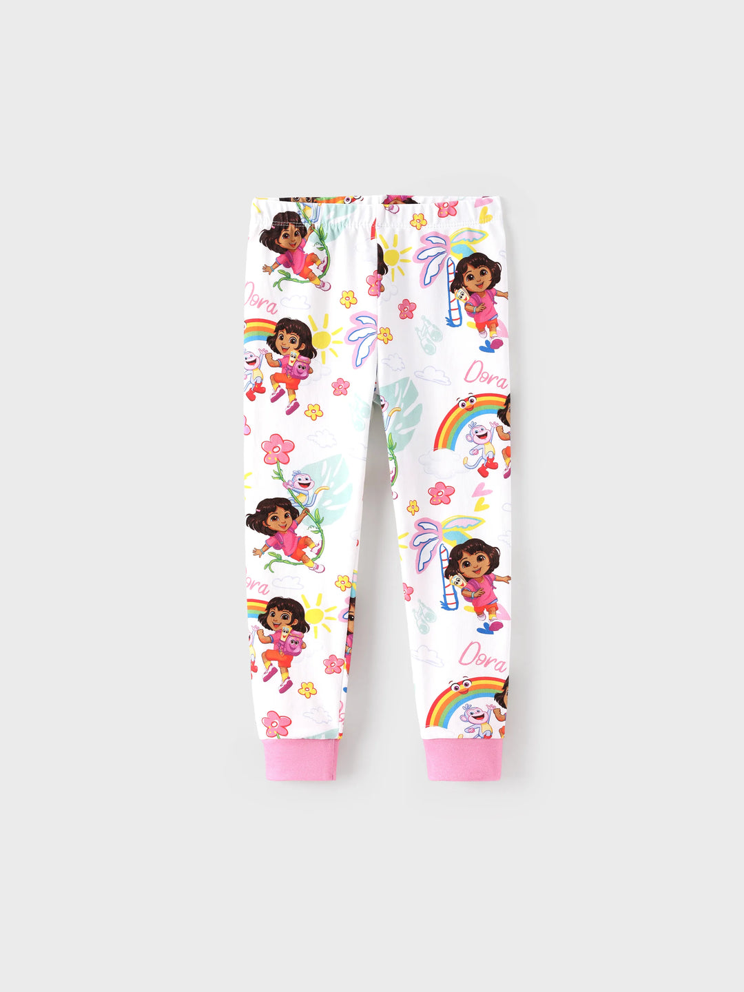 Pyjama 2 pièces Dora pour petite fille, en maille de coton blanc