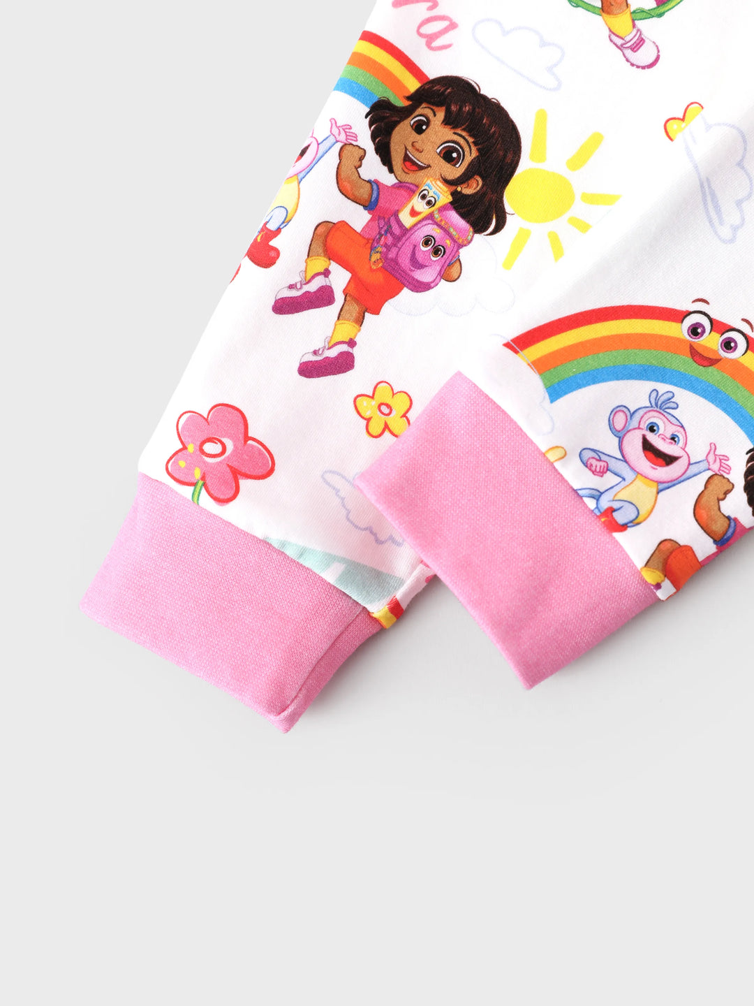 Pyjama 2 pièces Dora pour petite fille, en maille de coton blanc