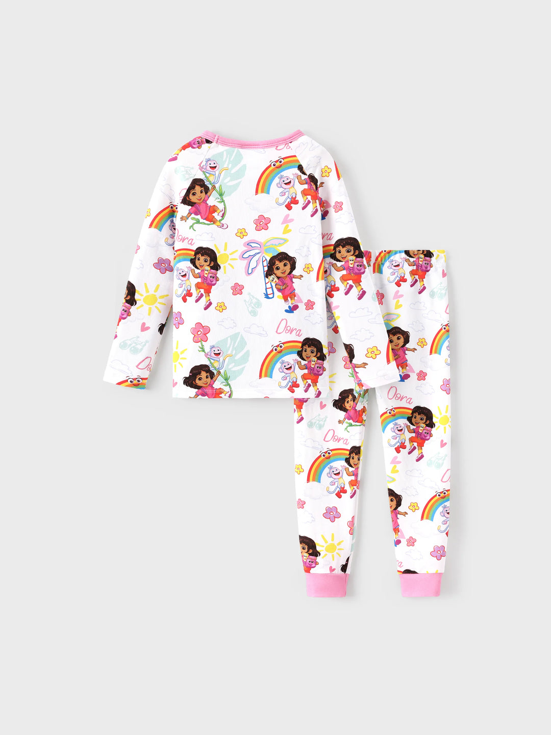 Pyjama 2 pièces Dora pour petite fille, en maille de coton blanc
