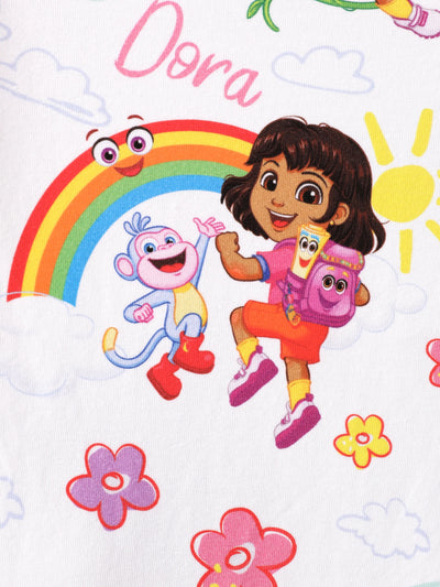 Dora Toddler/Kids Girl 2pcs Cotton Knit Fabric Pajamas Set White